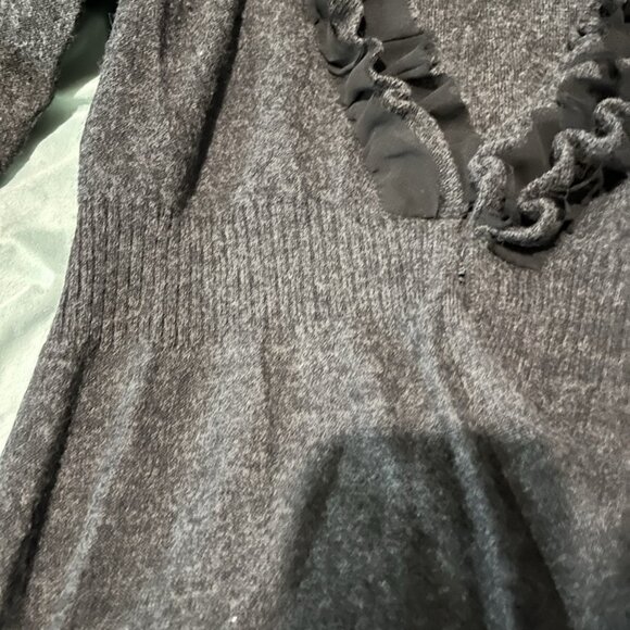 Women’s Large Elena Solano Sweater Ruffles 100% Merino Wool - Picture 2 of 6